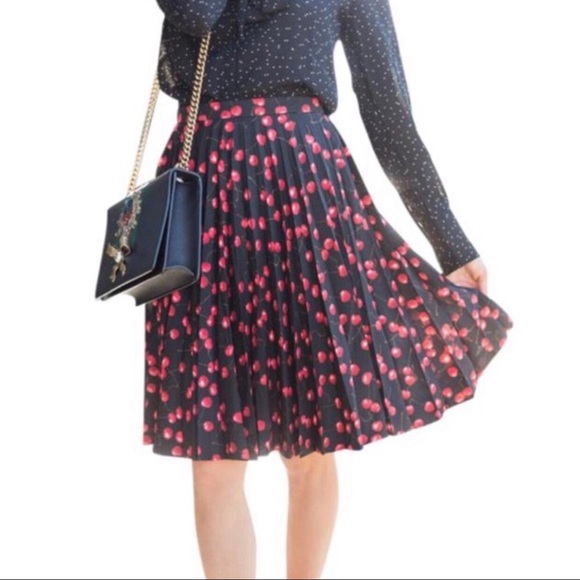 J. Crew Dresses & Skirts - J. Crew cherry print pleated skirt size 10